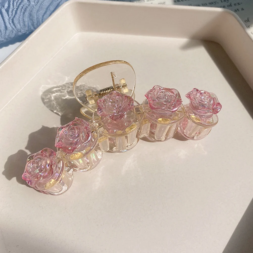 

2 Pcs Camellia Shark Clip Hair Accessories Barrettes for Women Claw Clips Halloween Thick Large Short