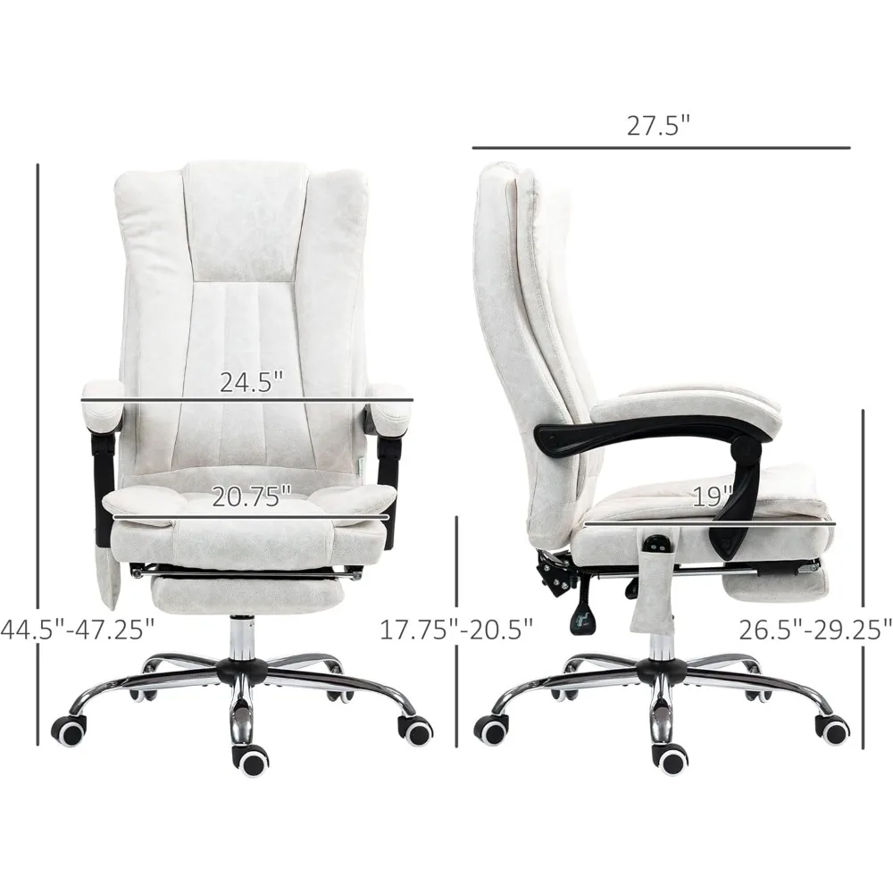 كرسي مكتب تدليك Vinsetto ذو 6 نقاط بالاهتزاز، كرسي كمبيوتر عالي الظهر مع حرارة، ارتفاع قابل للتعديل، مسند ظهر مستلق وR #3