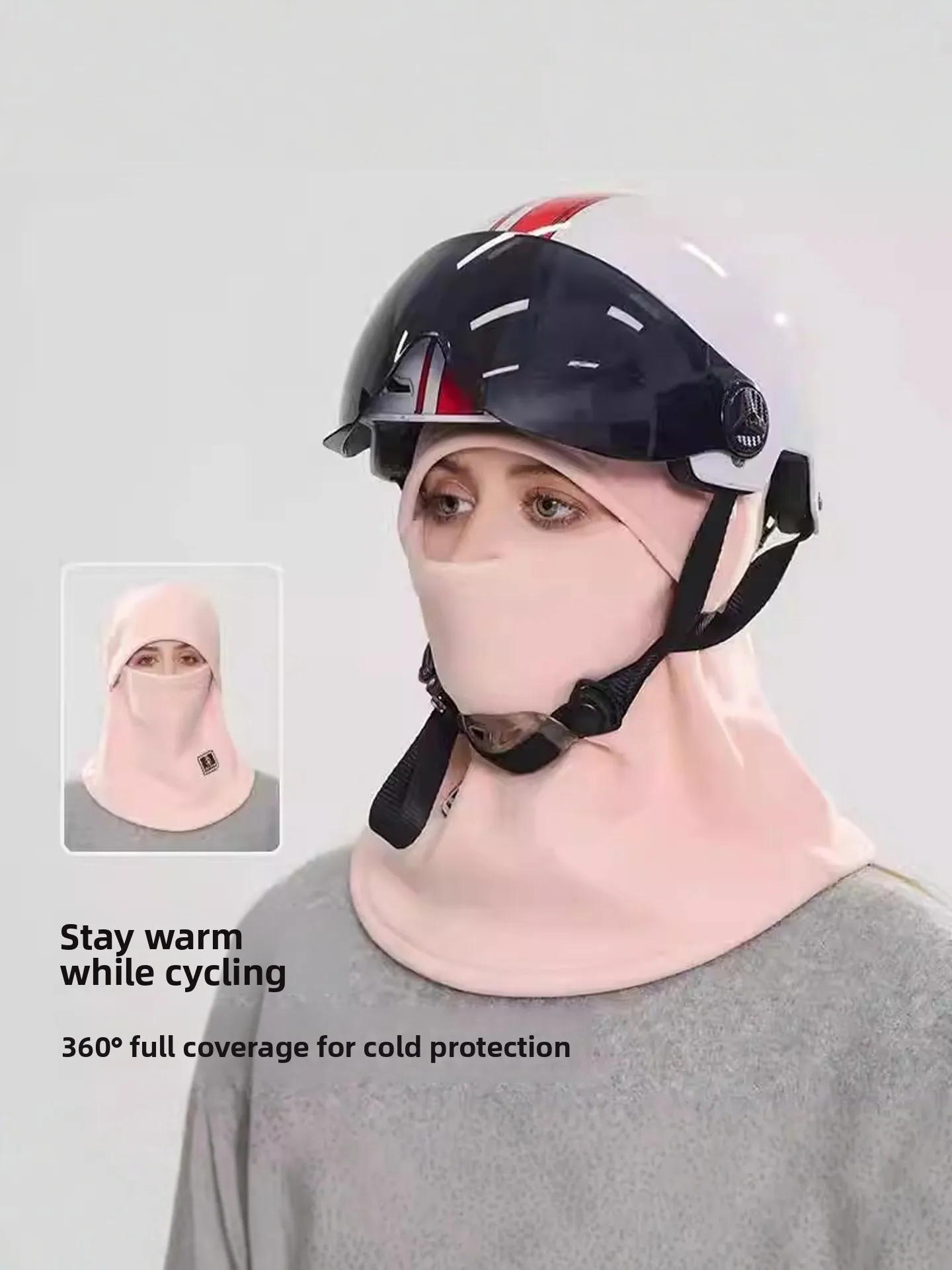 Thickened Fleece Winter Hat Scarf Integrated Windproof Face Mask Cycling  Vehicle Warmth Retention round Top Unisex