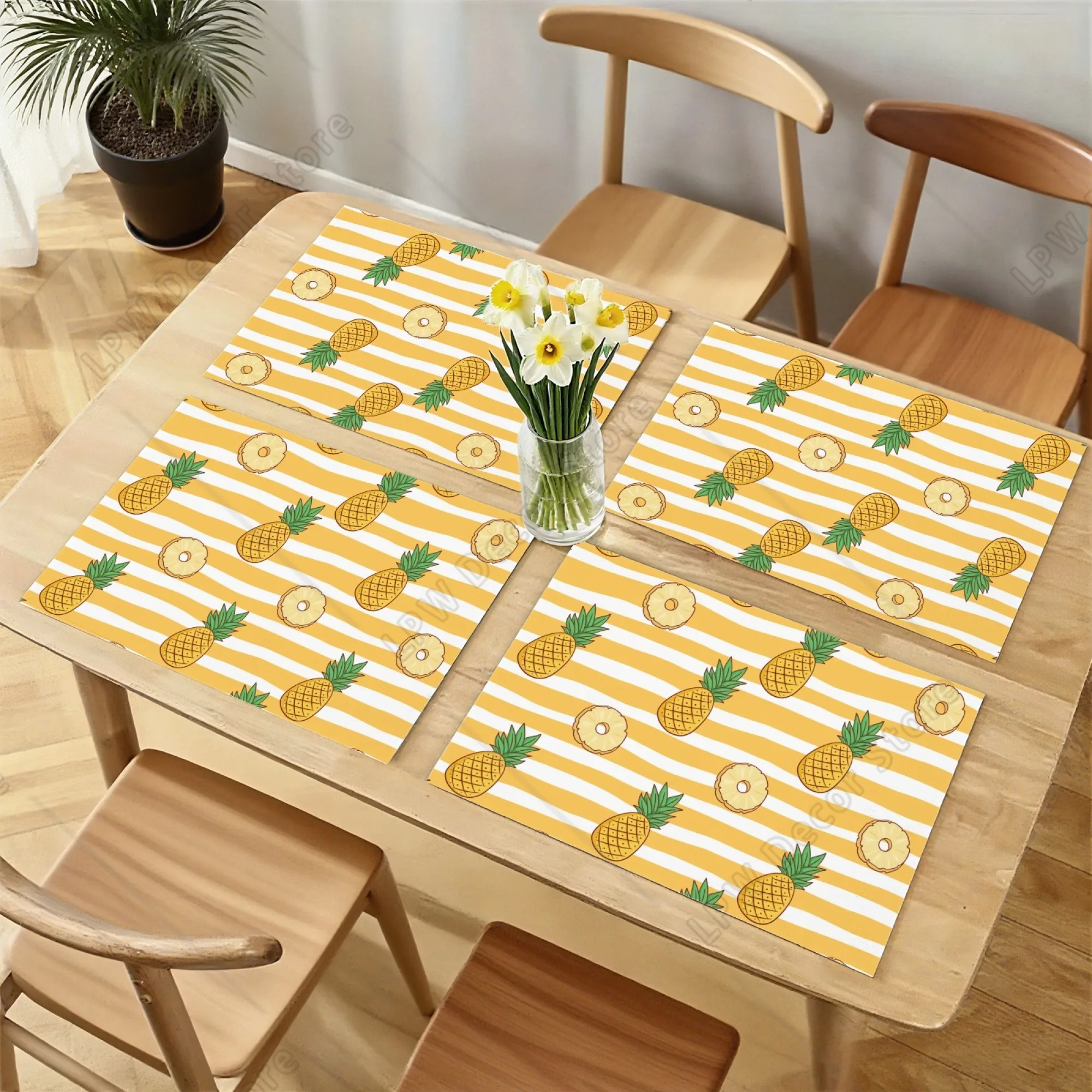 

4 шт. классический сладкий ананас подставка для столовых приборов желтый, белый цвет в полоску на основе ярких элементов домашний декор кухонного стола коврик для кофе и чая подарок
