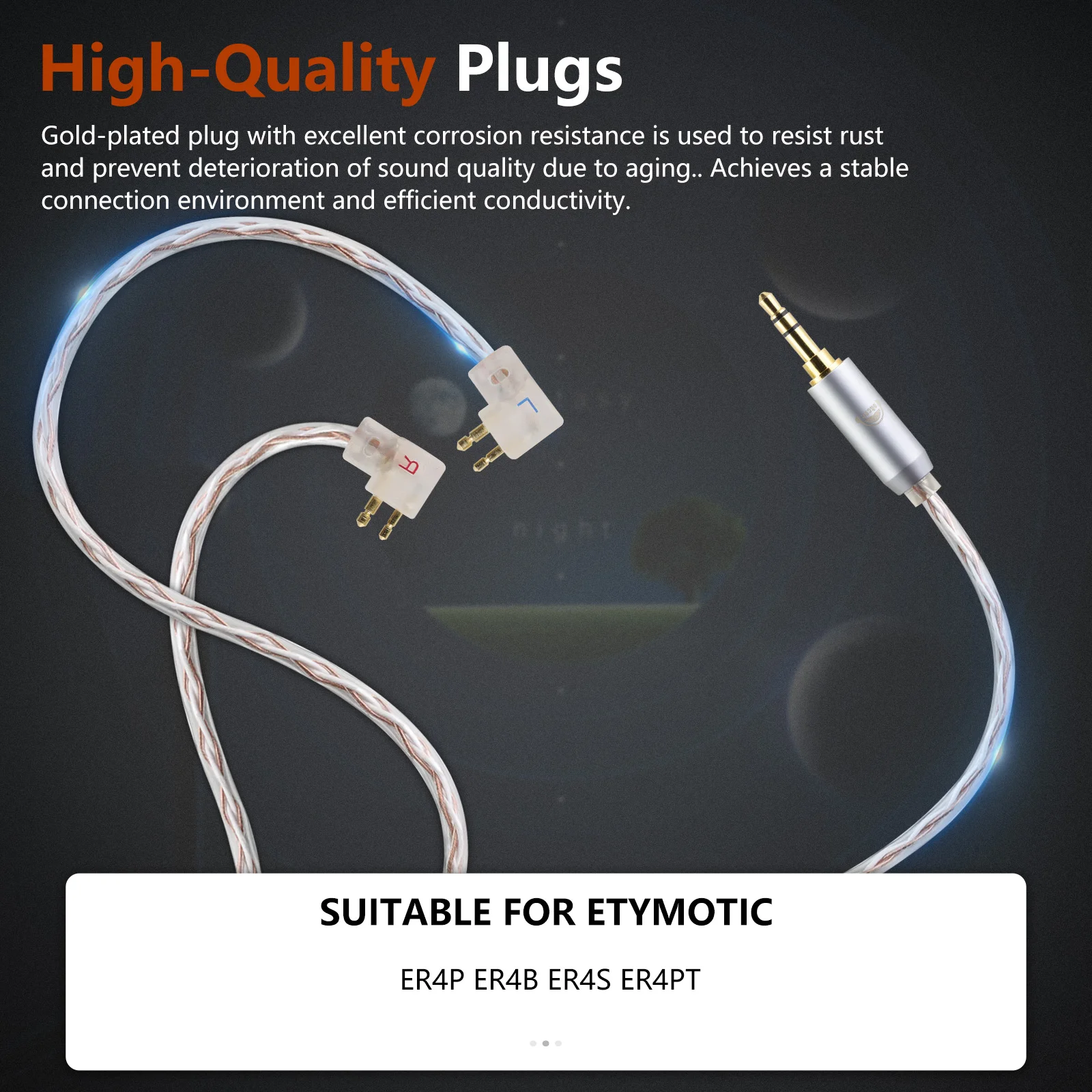 OKCSC Earphone Balanced Cable for ETYMOTIC ER4P ER4B ER4S ER4PT 2.5mm/3.5mm/4.4mm/Type-c Plug 4 Core Upgrade Silver Plated Cable