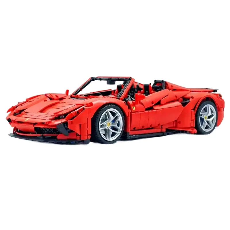 3781-teiliger Technischer 1:8 F8 Roter Sportwagen JD018 Klemmbausteine Set Cabrio Sportwagen Bausteine City Speed Supersportwagen Modellbausatz DIY Montage Bausteine Spielzeug Geschenk für Erwachsene