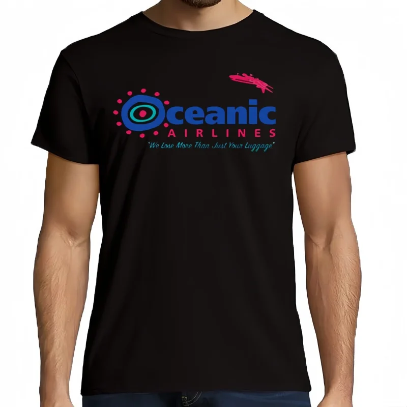 Oceanic Airlines-T-shirt à col rond pour homme, haut à manches courtes, imprimé fantaisie, cool, vêtements pour homme,