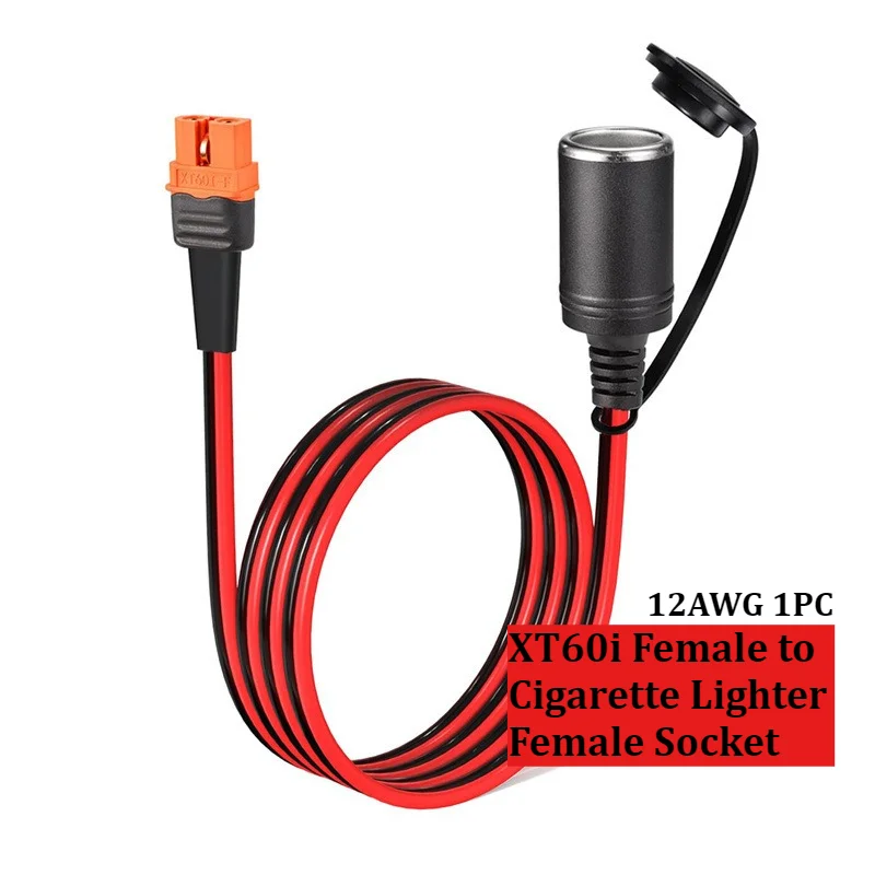 12AWG Power Extension Cord XT60i Female Connector To Cigarette Lighter Female Socket Adapter Cable For Outdoor Power Station