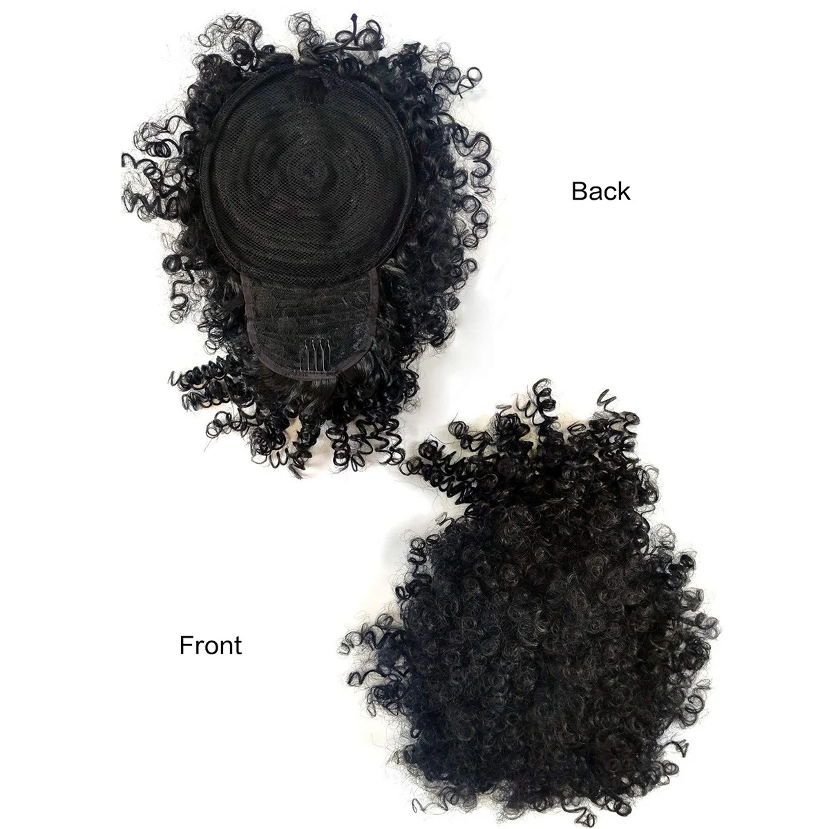 Afro Puff Drawstring Ponytail with Bangs Pineapple Updo Hair for Black Women Short Kinky Curly Ponytail Bun For Women Girls image 4