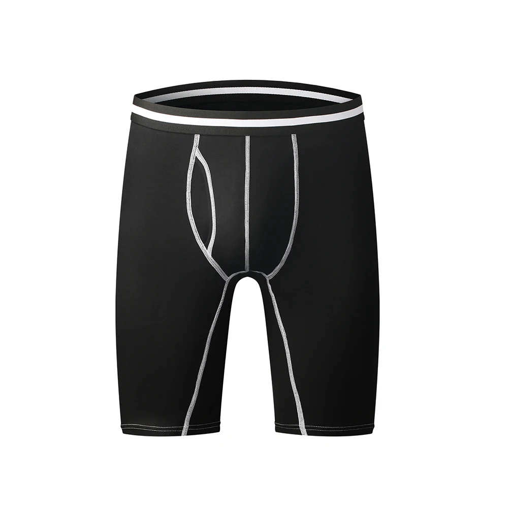 Breathable Men's Underpants with Open Fly Pouch Long Legged Boxer Briefs for Cool and Dry Feel (Black/Grey/Sapphire/Red wine)