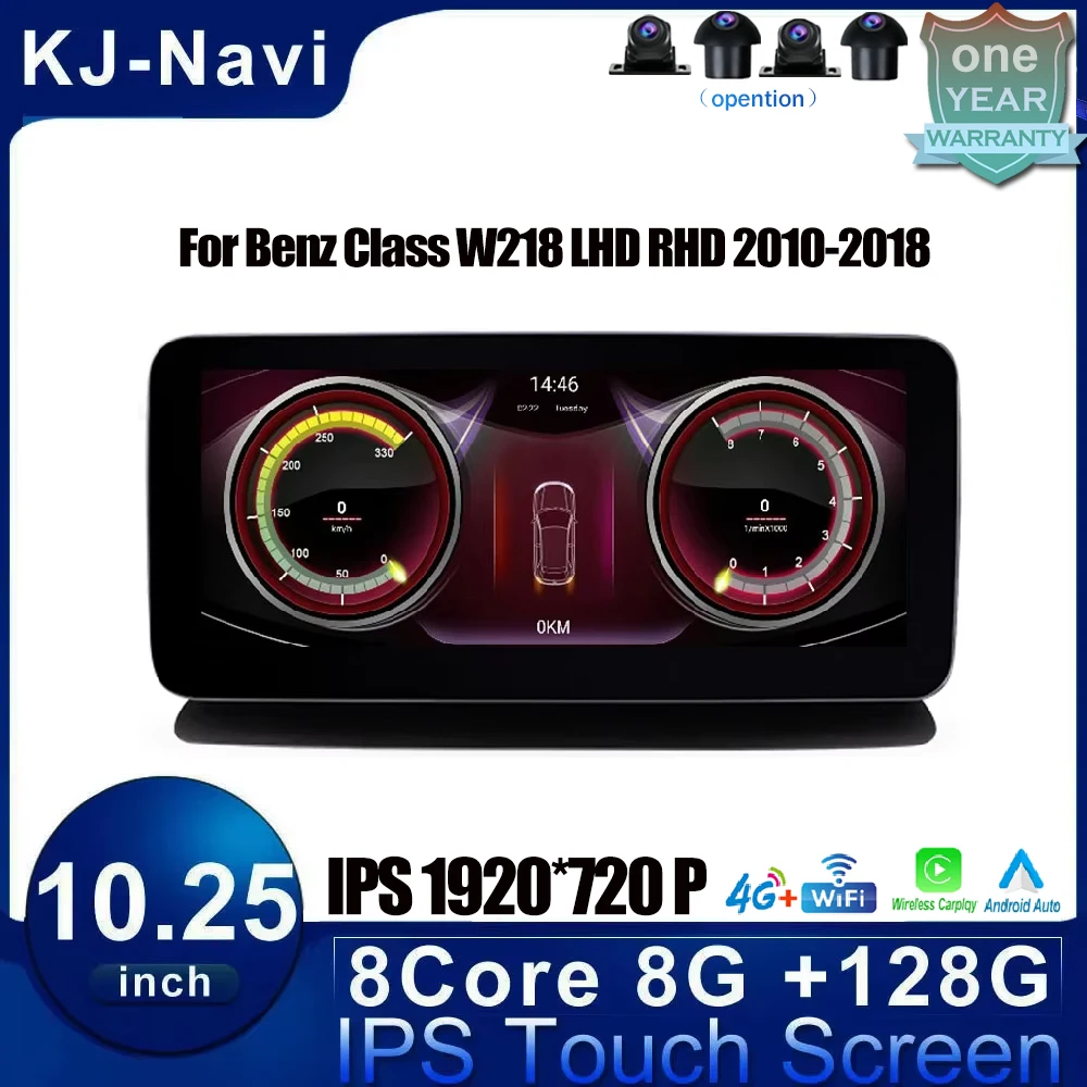 For Benz Class W218 LHD RHD 2010-2018 Android 14 Car Multimedia Player 10.25Inch Carplay Stereo Radio Auto Monitors Tools WIFI