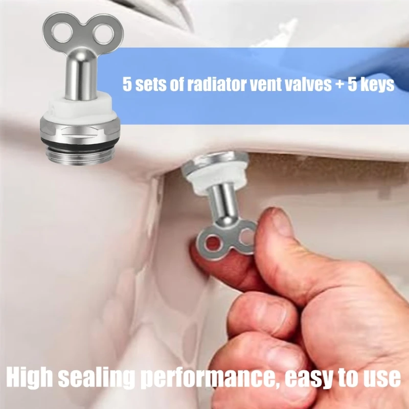 

5Pcs Manual Radiator Air Vent Plugs Valves 1/2Inch Metal Heating Bleed Valves Replacement for Radiator Heater Enduring M4YD