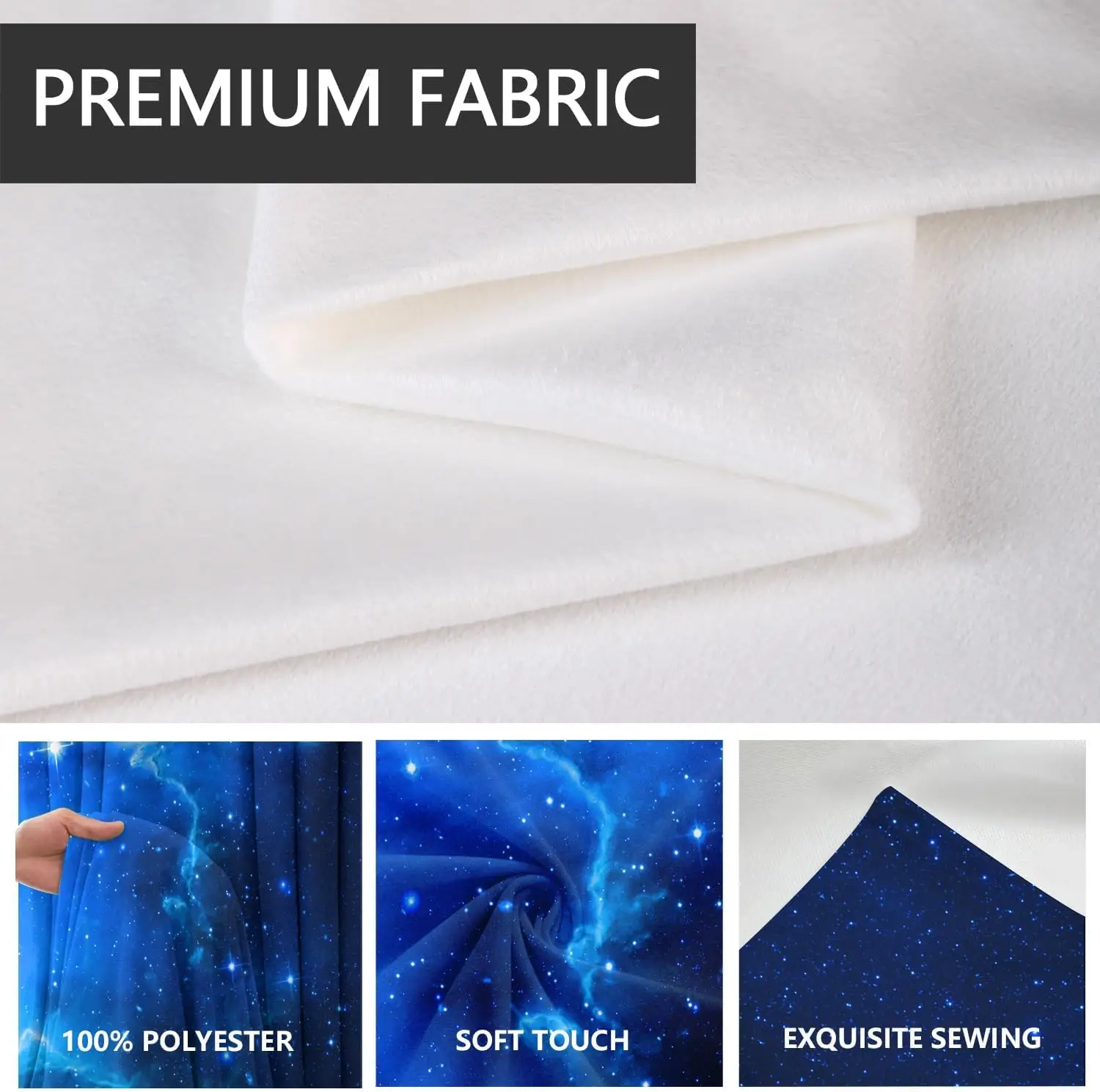 Galaxy Window Curtain Blue Outer Space Star Kids Boys Men Celestial Cloud Universe Trippy Cool Anime Living Room Bedroom Rod
