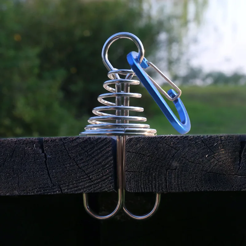 4 piezas de hebillas de fijación para cuerdas de tenda, tipo pulpo, para uso en exteriores, con clavos de madera para rellenar huecos en cubiertas y ganchos con resorte para cuerdas de tenda.