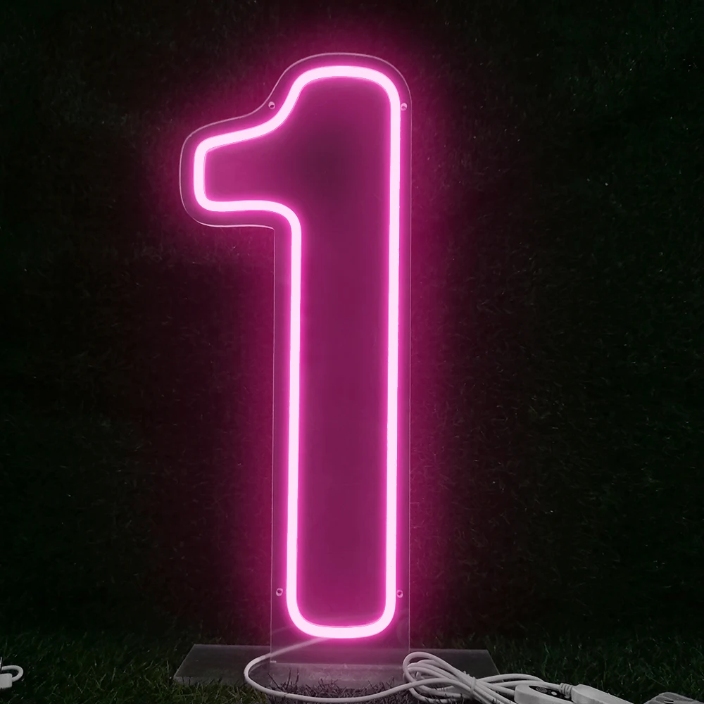 Number 1 Neon Sign Birthday Wedding Decor First Birthday Party Numbers Lamp Kids Gift LED Light Up Signs for Bedroom Custom Sign