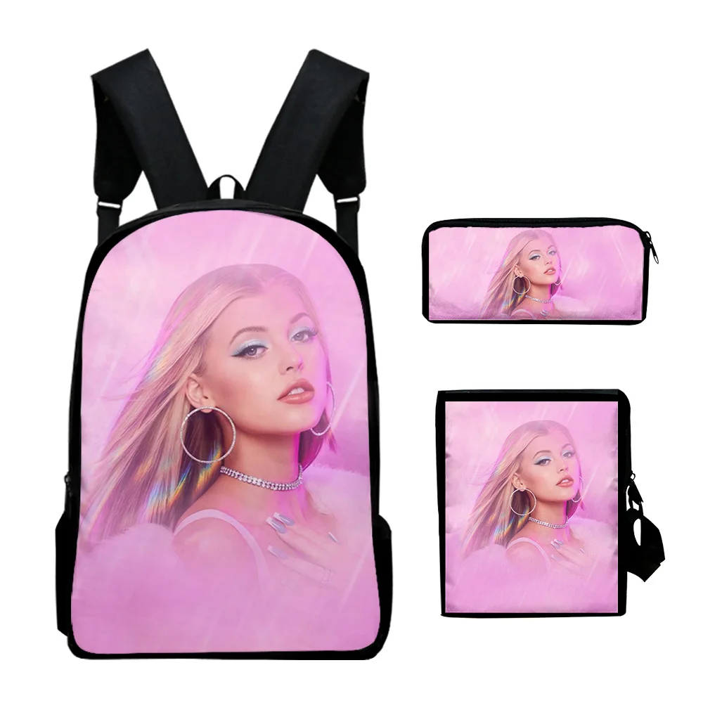 Trendy Popular Novelty Loren Gray 3D Print 3pcs/Set pupil School Bags Laptop Daypack Backpack Inclined shoulder bag Pencil Case