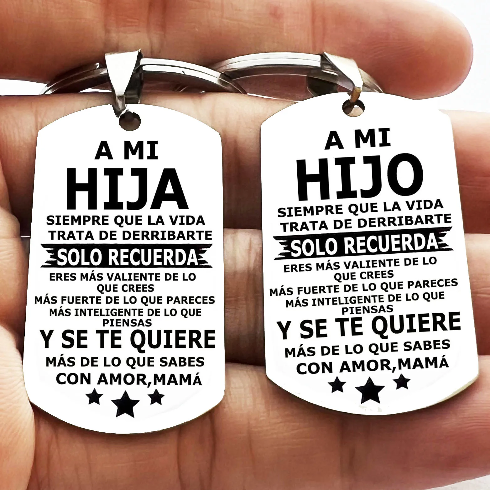 1PC Inspirational Gifts for Men Motivational Quotes Keychain To My Son To My Daughter HIJO HIJA Spanish Keychain