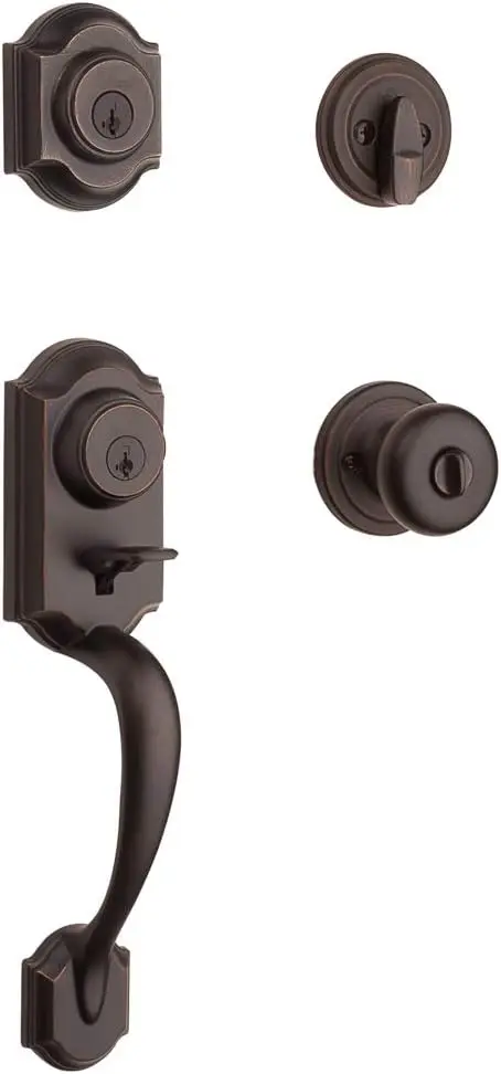 

Front Door Lock Handle and Deadbolt Set with SmartKey Security, Easy Install for Standard Doors in Venetian Bronze