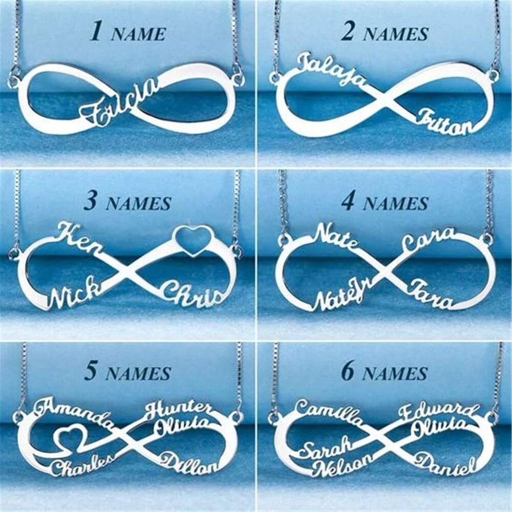 

Personalized Stainless Steel Infinity Necklace with Names Custom 18K Gold Plated Name Necklace Eternal Jewelry