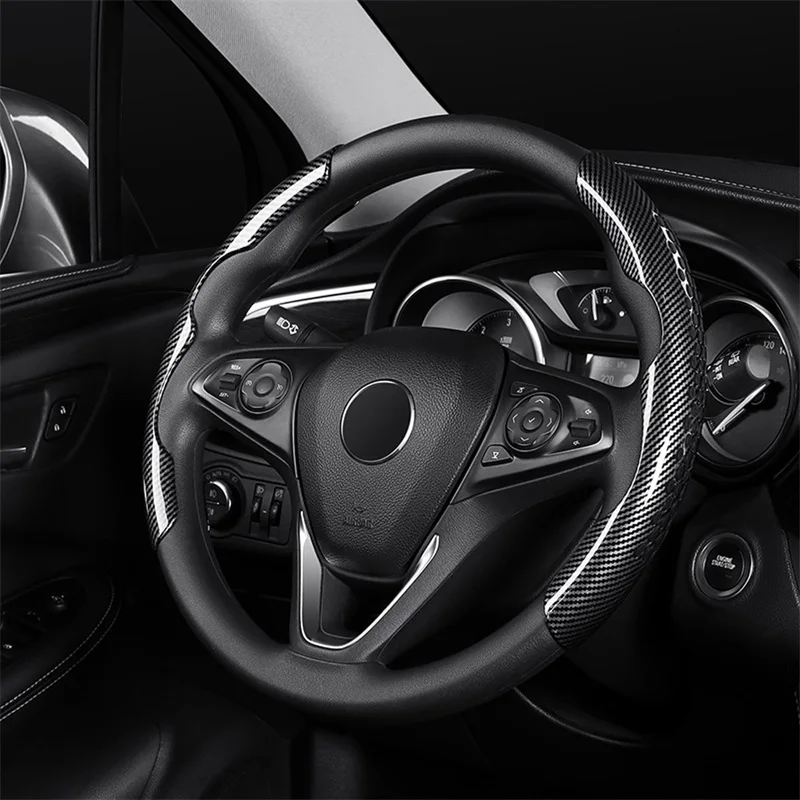 Car Steering Wheel Cover Four Seasons Universal Steering Power Cover Carbon Fiber Non-slip Decorative New Car Handle Cover