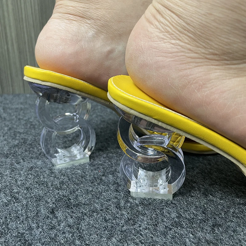 Rimocy Transparent Strange Heels Sandals Women Summer 2024 Fashion Weave Slippers Woman Yellow Open Toe Slides Shoes Plus Size