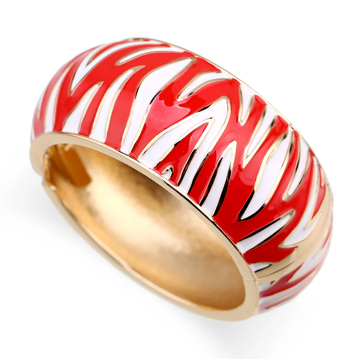 New Arrival Golden Plated Zebra-Print Shape Round Bangle Cuff Bracelet for Women Party Prom Wedding Gift Jewelry 2 Colors