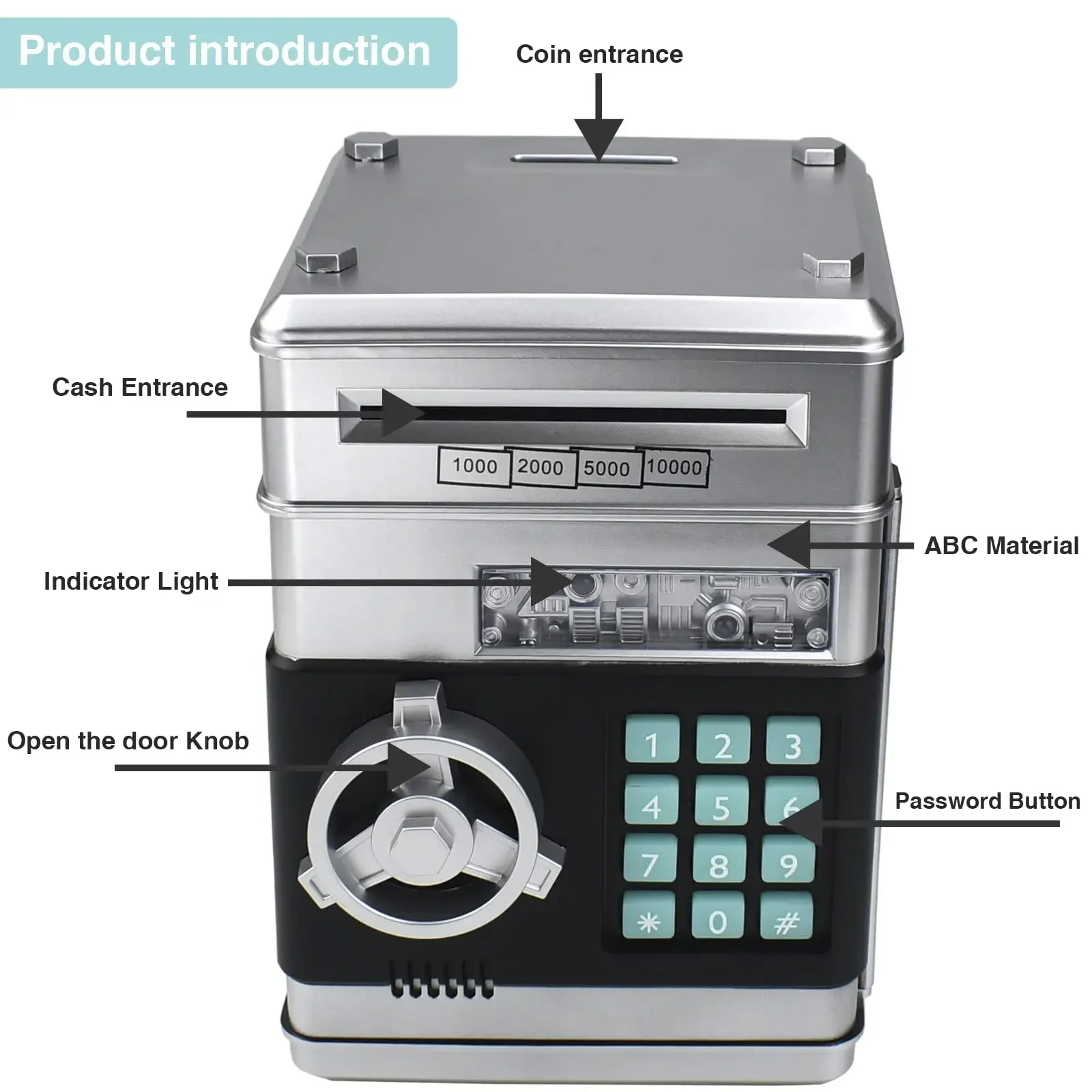 Child Gift Electronic Password Money Box Coins Cash Saving Money Box Counter Code Key Lock Piggy Bank Automatic Mini Safe