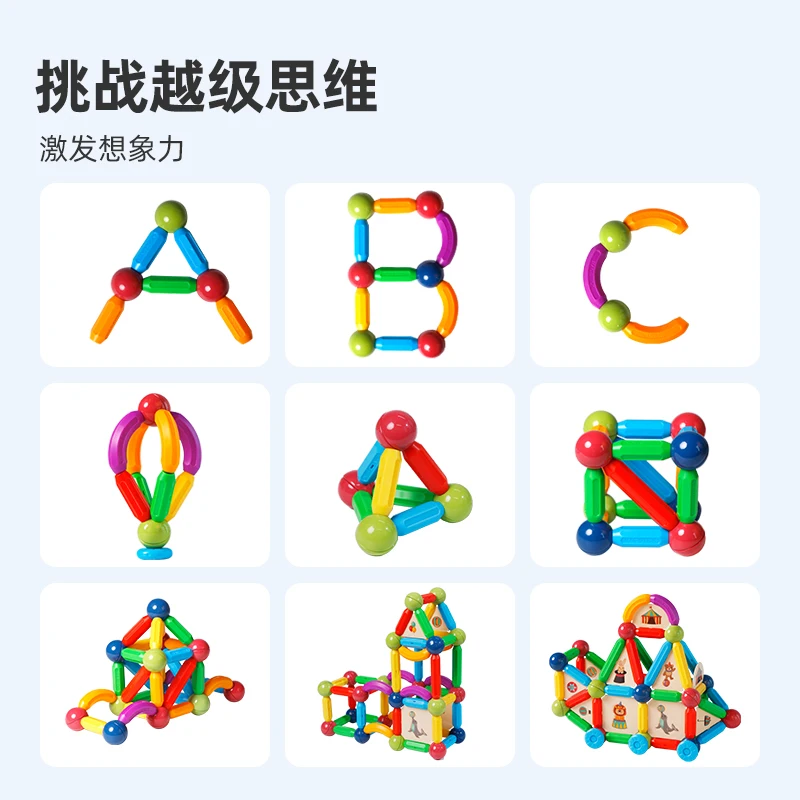 Magnetische bouwstenen Sticks, Montessori magneetspeelgoed voor kinderen, STEM-leerspeelgoed voor jongens en meisjes, creativiteit kinderspel
