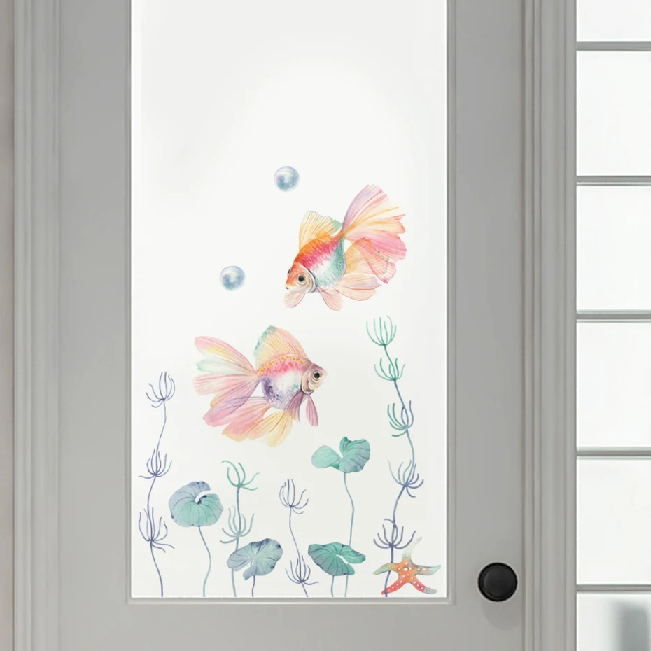 

Cartoon Goldfish Aquatic Weeds Wall Stickers for Bathroom Bathtub Kids Baby Room Decor Bedroom Decoration
