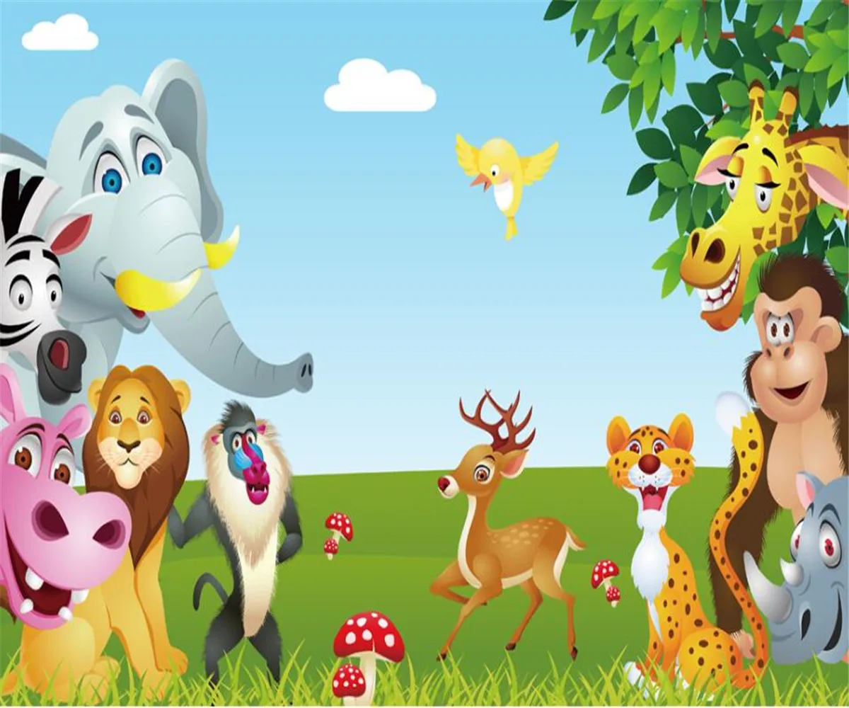 

Custom cartoon photo mural wallpaper forest animal park cartoon children's room background wall decoration 3d wallpaper