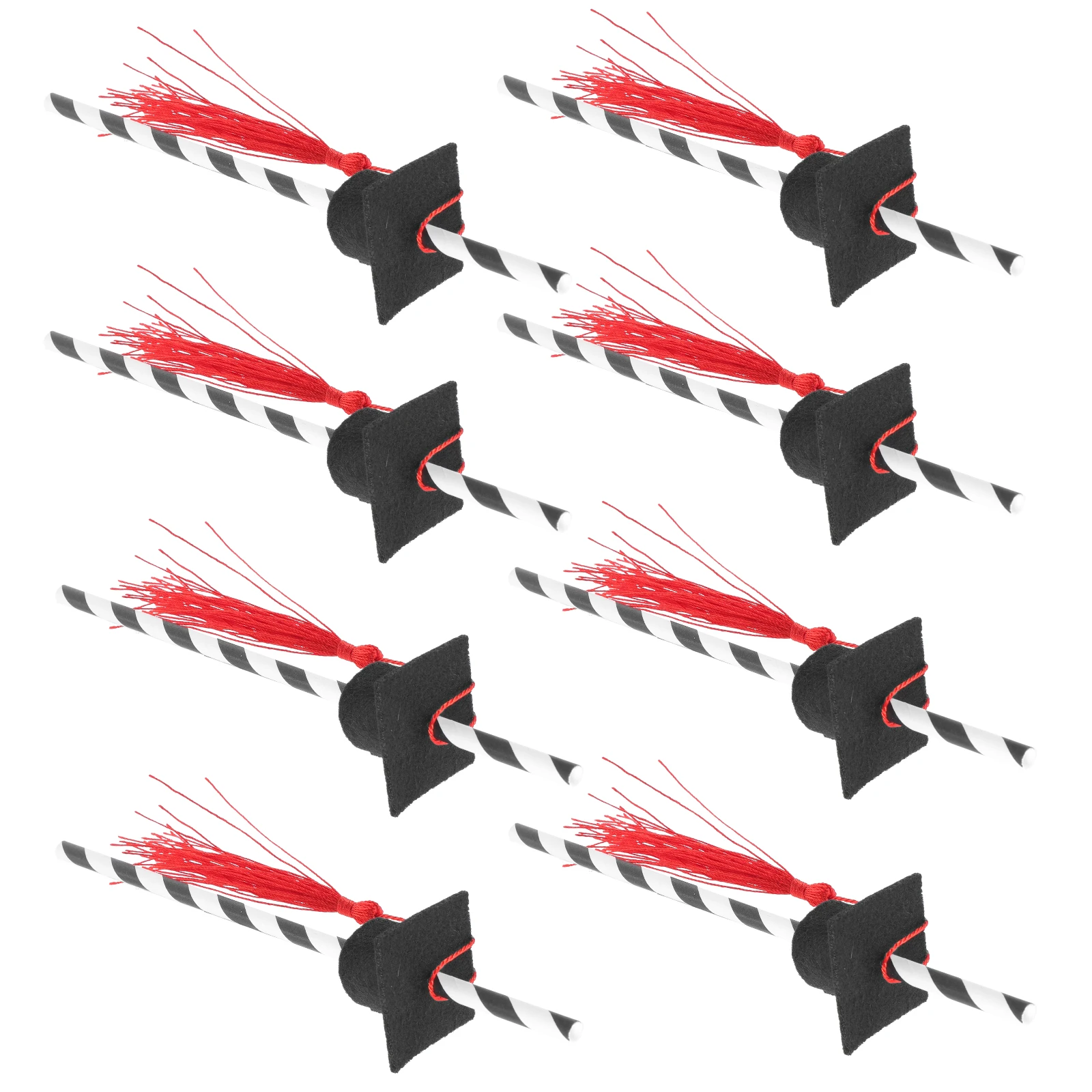 12 قطعة شفاطات للشرب للتخرج لتزيين طاولة الحلوى الطرف طويلة محمولة غير منسوجة يجب أن تحتوي على قصاصات على شكل قلب أحمر