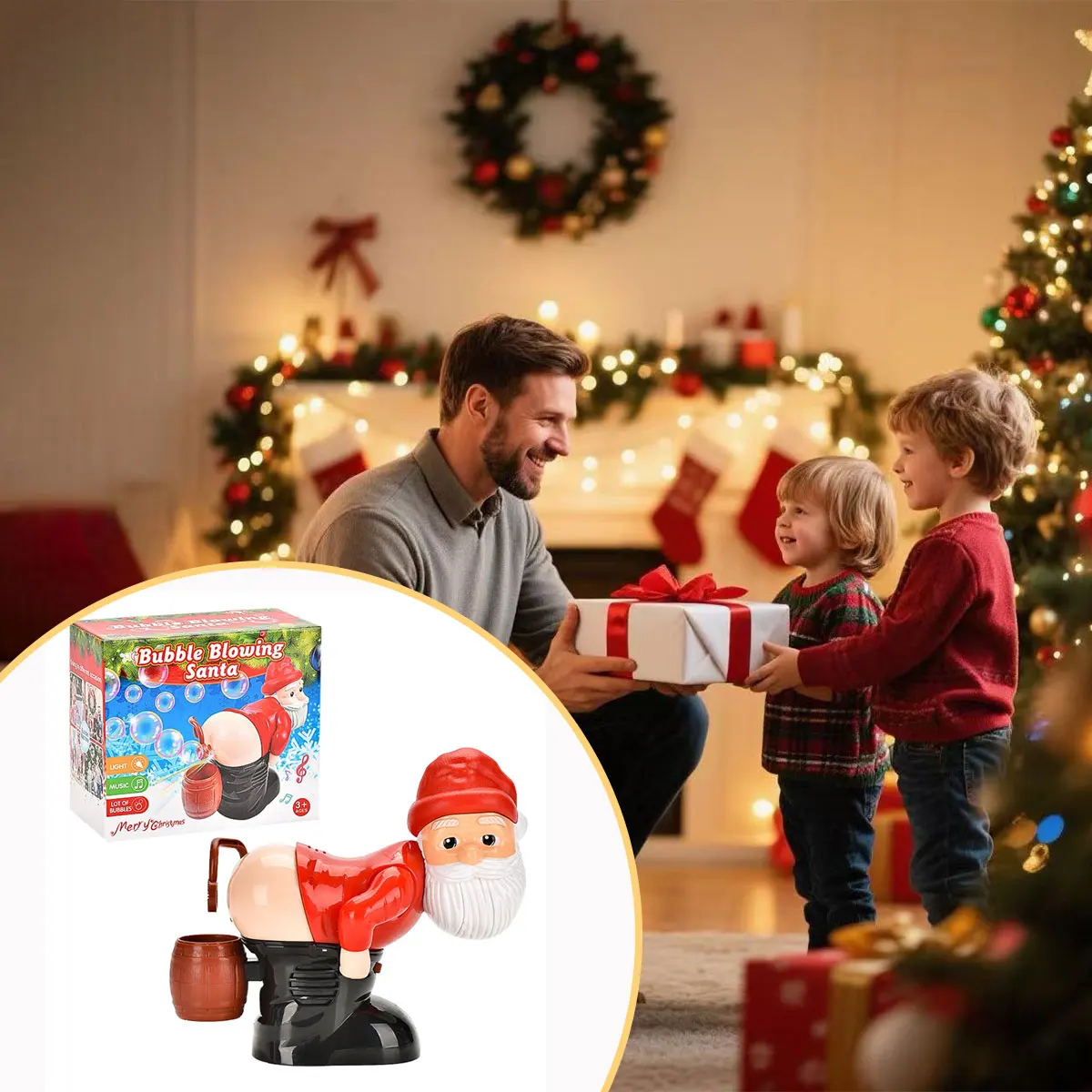 Máquina de burbujas de alas de Navidad para niños, juguete de burbujas al aire libre, juego de soplado automático, regalo de Halloween para niños (sin agua de burbujas)