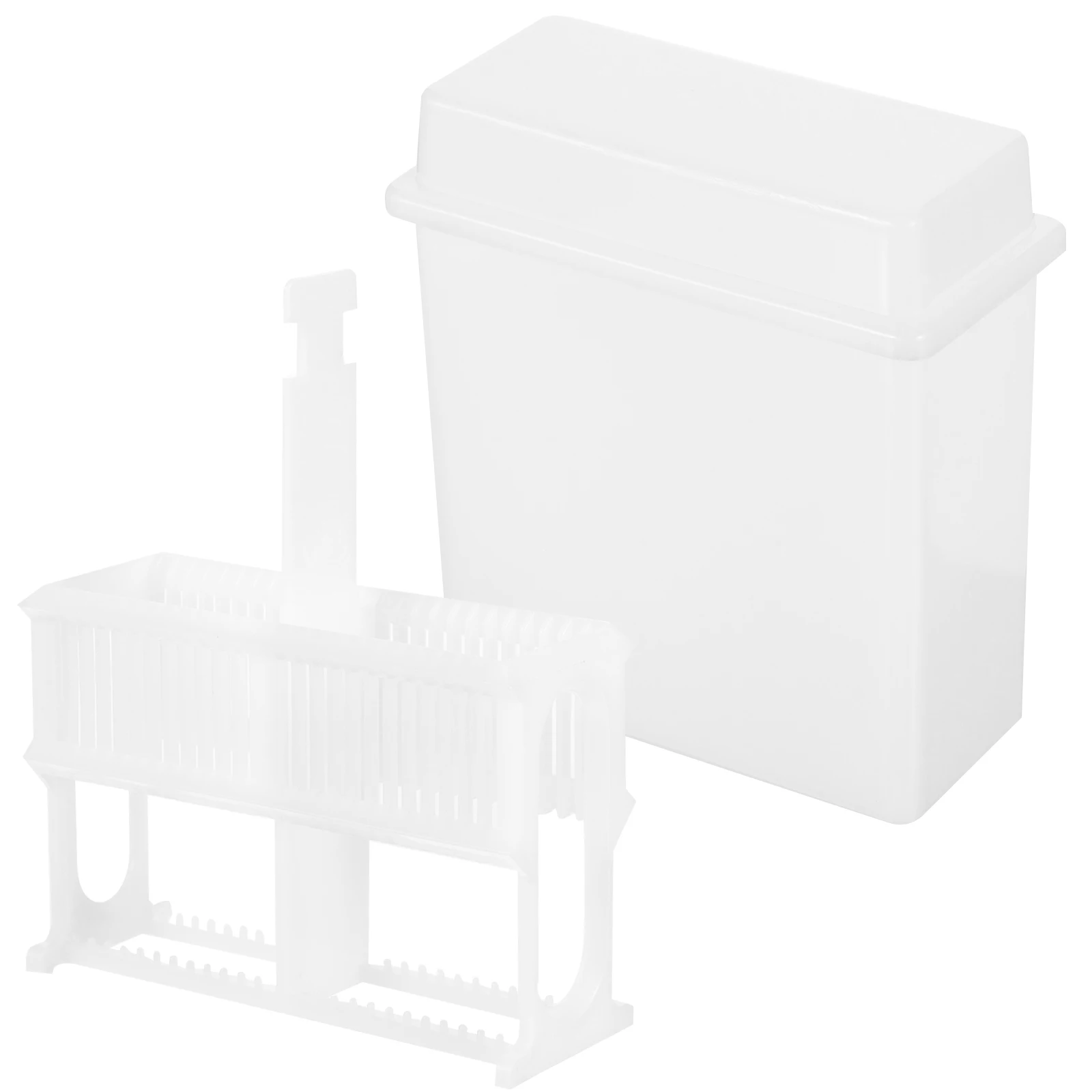 

24 Slots Plastic Microscope Slides Staining Rack Jar Lab Equipment Storage Organizer Gray Set Teaching Research