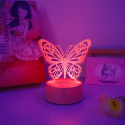 USB touch RGB 7 color night light, pink butterfly 3D night light, suitable for bedroom rooms, gift atmosphere light