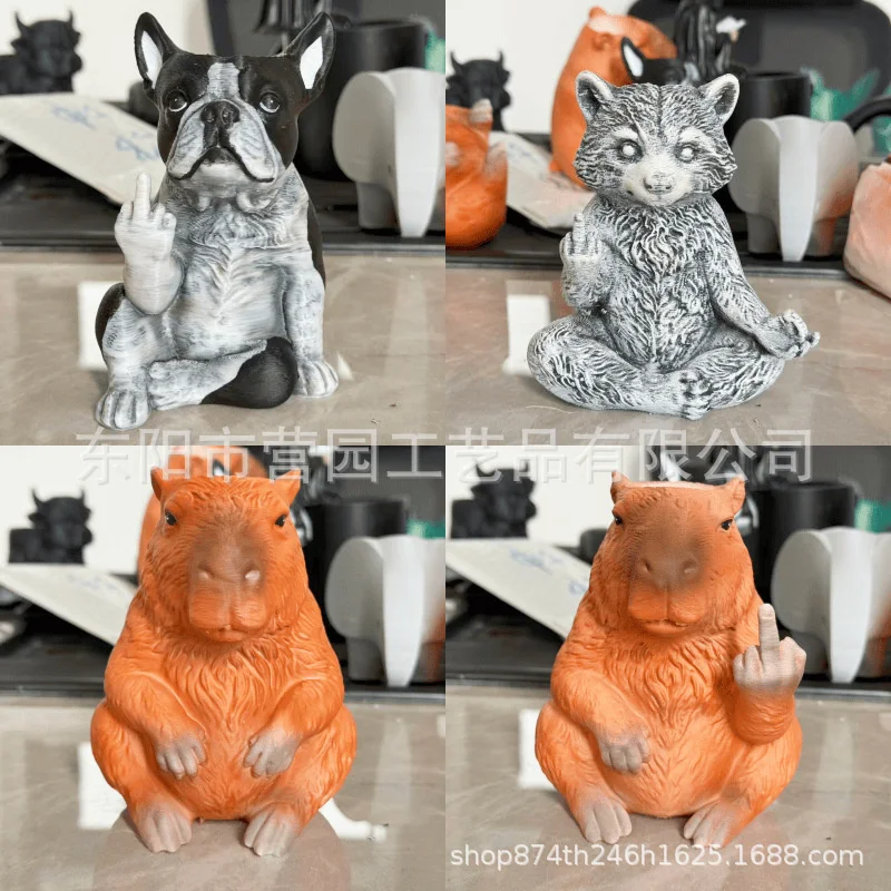 Funny Boston Terrier Planter Resin Statue, Artificial Succulent Pot Holder Novelty Dog, Flowerpot Desktop Office Home Decor Gift