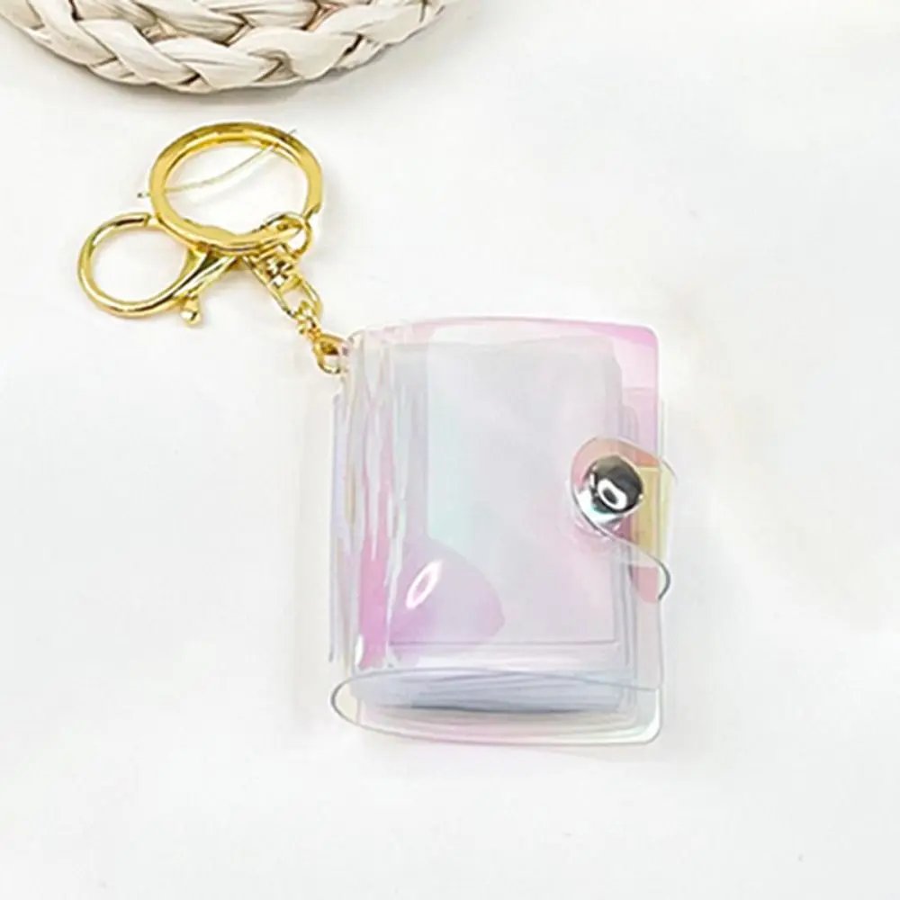 두꺼운 걸이형 체인 사진 앨범 버클 걸이형 포켓 키체인 앨범 내구성 미니 카드 홀더 스타추적용