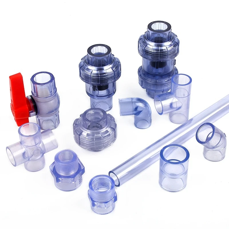 1PC Transparent Blue UPVC Pipe Connectors Aquarium Fish Tank Water Tube Joints Garden Irrigation Drainage Tube Fittings Adapters