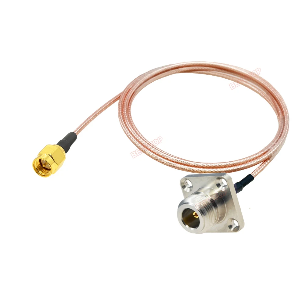 N Female Panel 4 Holes to SMA Male Plus RG316 Cable 50 ohm RF Coaxial Pigtail 4G LTE Extension Jumper Pigtail BEVOTOP 10CM~20M