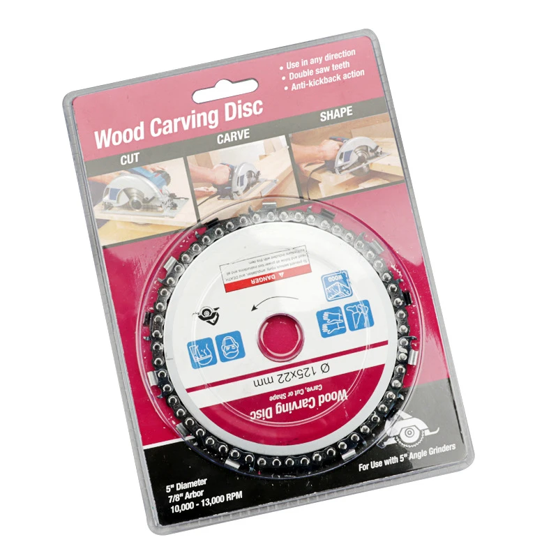 Eyech 5 Inch Chain Disc Wood Carving Disc Circular Saw Blade And Chain 22 Tooth Fine Shaping Disc For 100/115mm Angle Gr