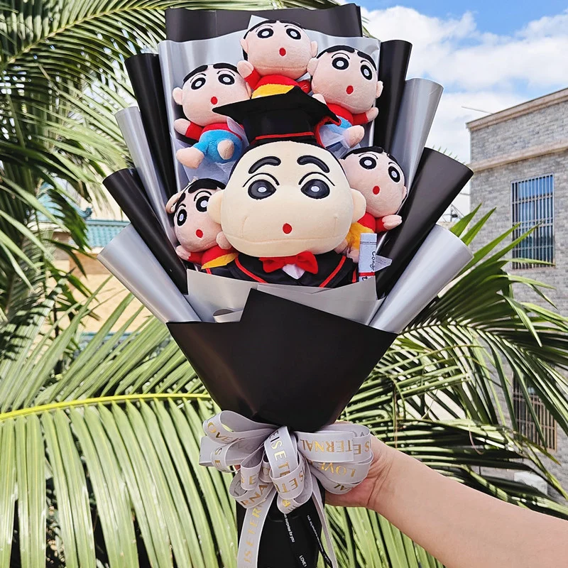 Crayon Shin-Chan Cartoon Doll Bouquet Kawaii Creative Plush Dolls Toys The Graduation Birthday Valentine'S Day Surprise Gift