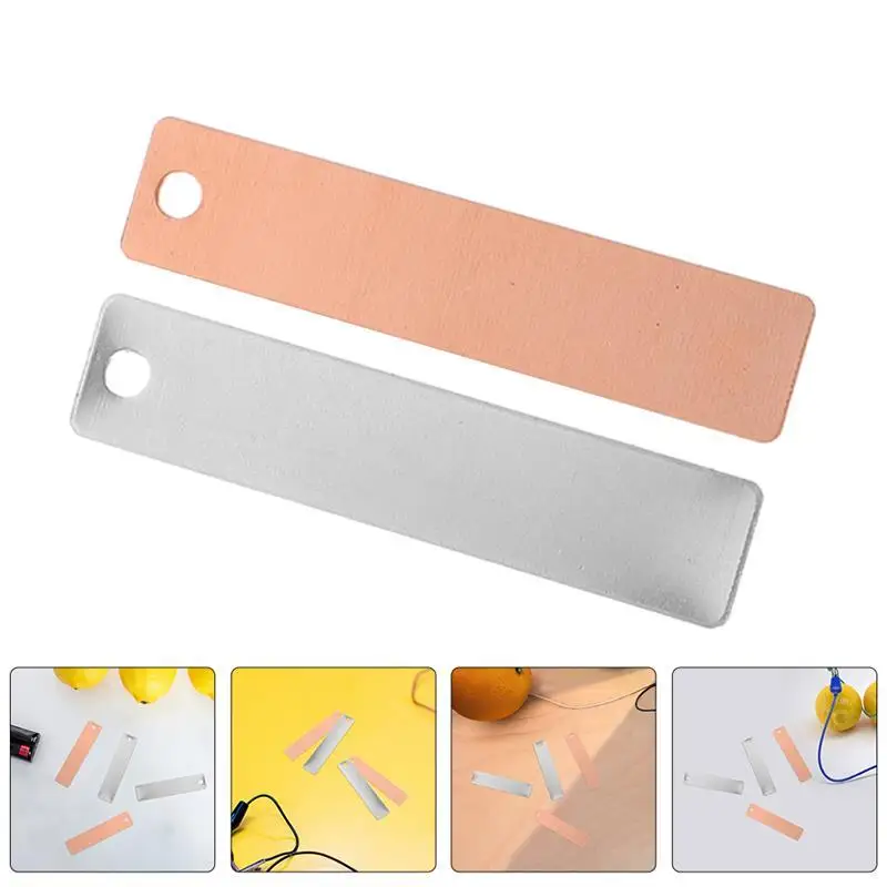 6 Set Copper Sheet Zinc Electrode Strips Plate Anode For Plating Electroplating Safety DIY Fruit Materials Experiment Supplies