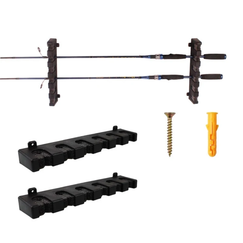 6 Rods Fishing Rod Holder Wall Mount Vertical/Horizontal Fishing Pole Holder Fishing Rod Rack, Stored Fishing Rod Combos