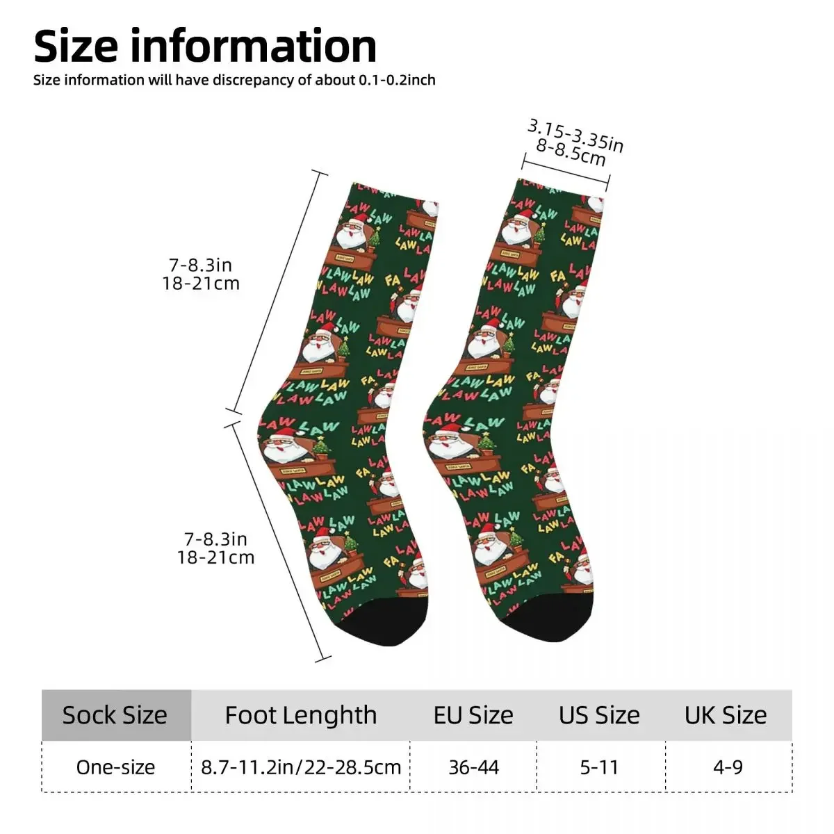 Funny Lawyer Christmas Santa Fa Law Law Socks Harajuku Super Soft Stockings All Season Long Socks for Man's Woman's Gifts