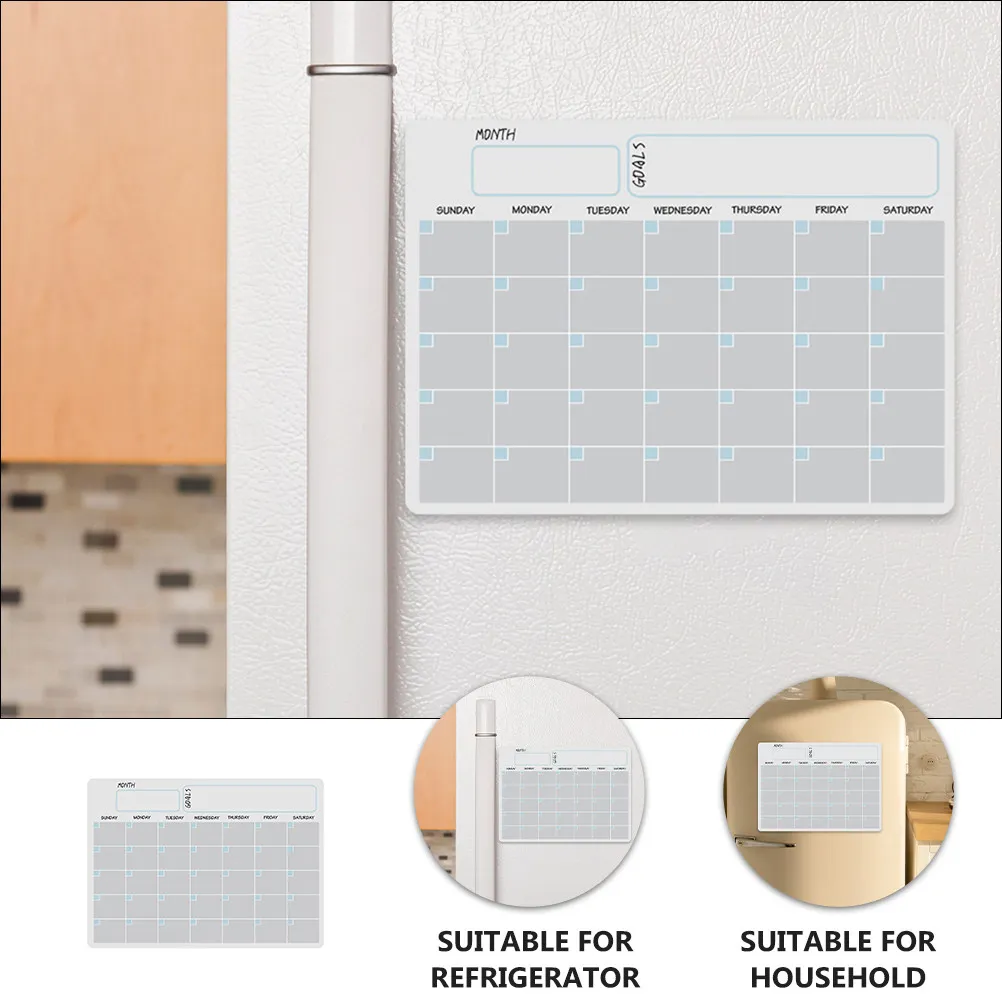 

Набор магнитных досок для заметок на холодильник с календарной сеткой и еженедельным планировщиком для подготовки еды, фитнеса и для всей семьи