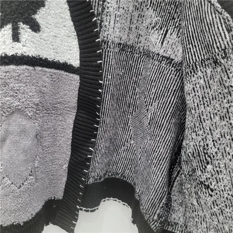 Vrouwen Gesplitst Vest Truien Gebreide Truien Patchwork V-hals Lange Mouwen Open Stitch Losse Casual 2025, Herfst Winter