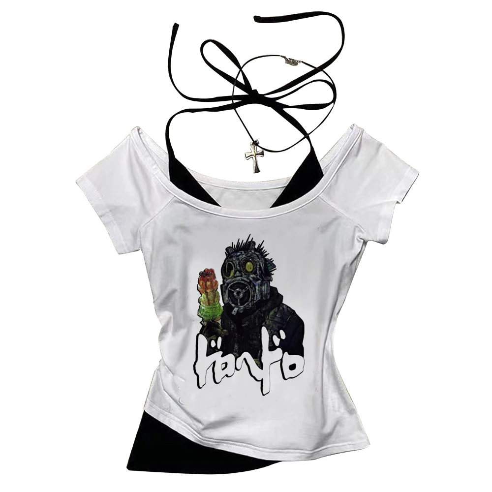 Dorohedoro crop top female manga gyaru meme summer scene  t-shirt graphic vintage jojifuku gothic anime