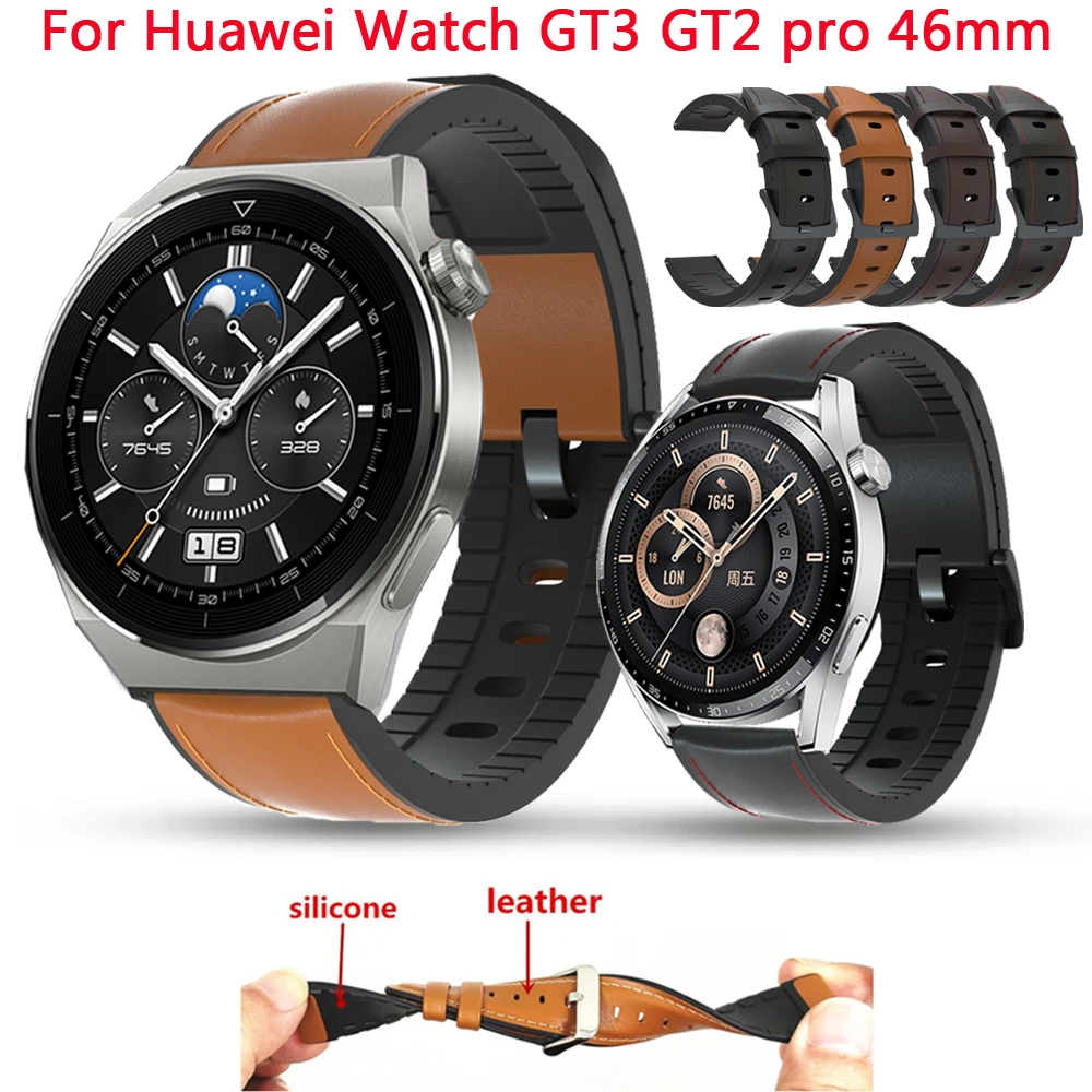 22mm Leather Band For Huawei Watch GT2 GT3 pro Easyfit Wris Bracelet Smartwatch Strap for Huawei Watch GT 2 3 pro 46mm Watchband