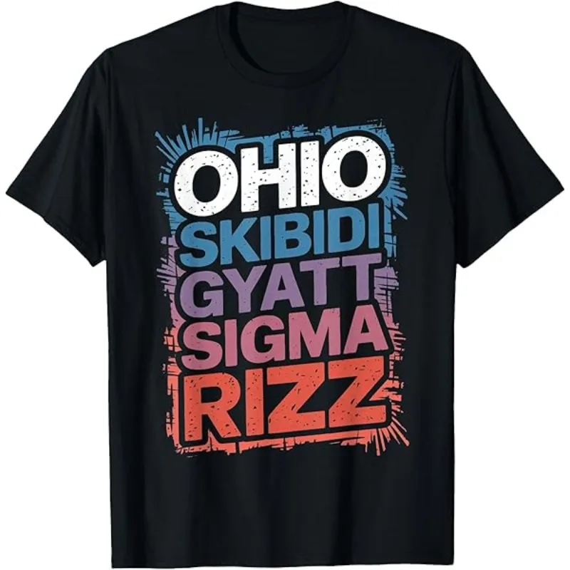 Men's Women Vintage Meme Ohio Skibidi Gyatt Sigma Rizz Graphic T Shirt Streetwear Oversize Tee Summer Casual Vintage Cotton Top