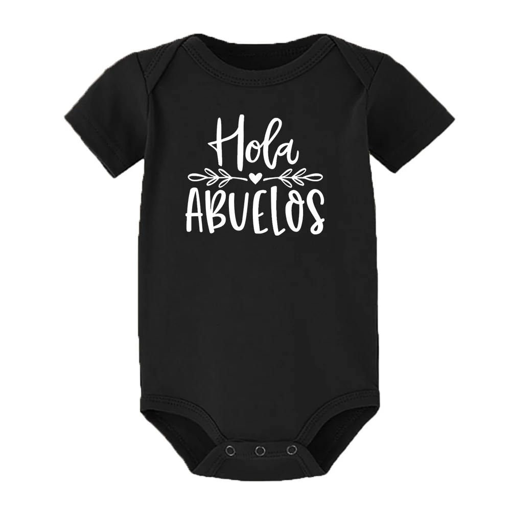 Hola Abuelos estampado español abuelos anuncio de embarazo mono recién nacido lindo ropa infantil de una pieza mono de bebé regalo