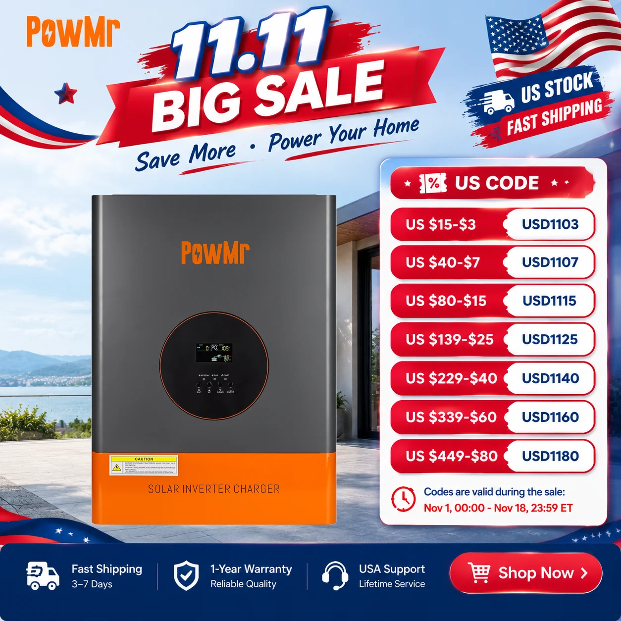 Split Phase Inverter 10Kw 110V 220V - PowMr 5KW 10KW 48V Low Frequency