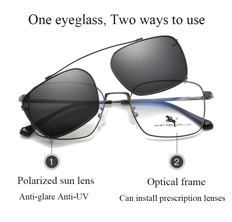 BCLEAR Vintage Legierung Clip-Auf Sonnenbrille Mode Optische Rahmen Männer Frauen Spektakel Polarisierte Clip Sonnenbrille UV Schutz – Detail 4
