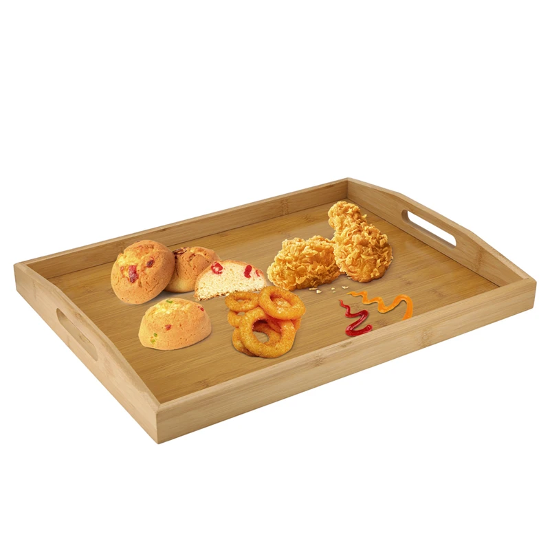 Wooden Tray With Handles, Living Room Coffee Table Footstool Tray, Oversized Wooden Dinner Tray, Breakfast Decoration