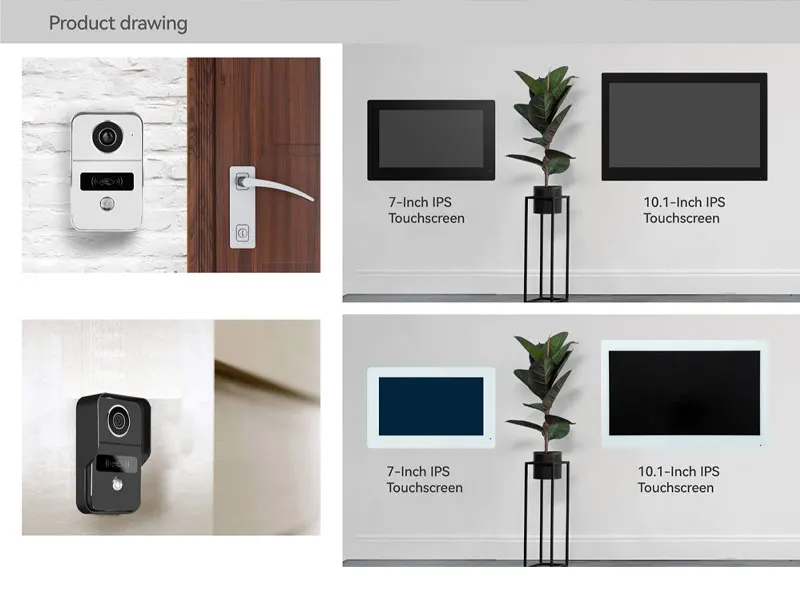 2 ワイヤー Tuya スマートホーム Wifi 1080P ビデオインターホンビデオドアホン 7/10 インチカラータッチ LCD スクリーンカメラドアベルドアベルシステム