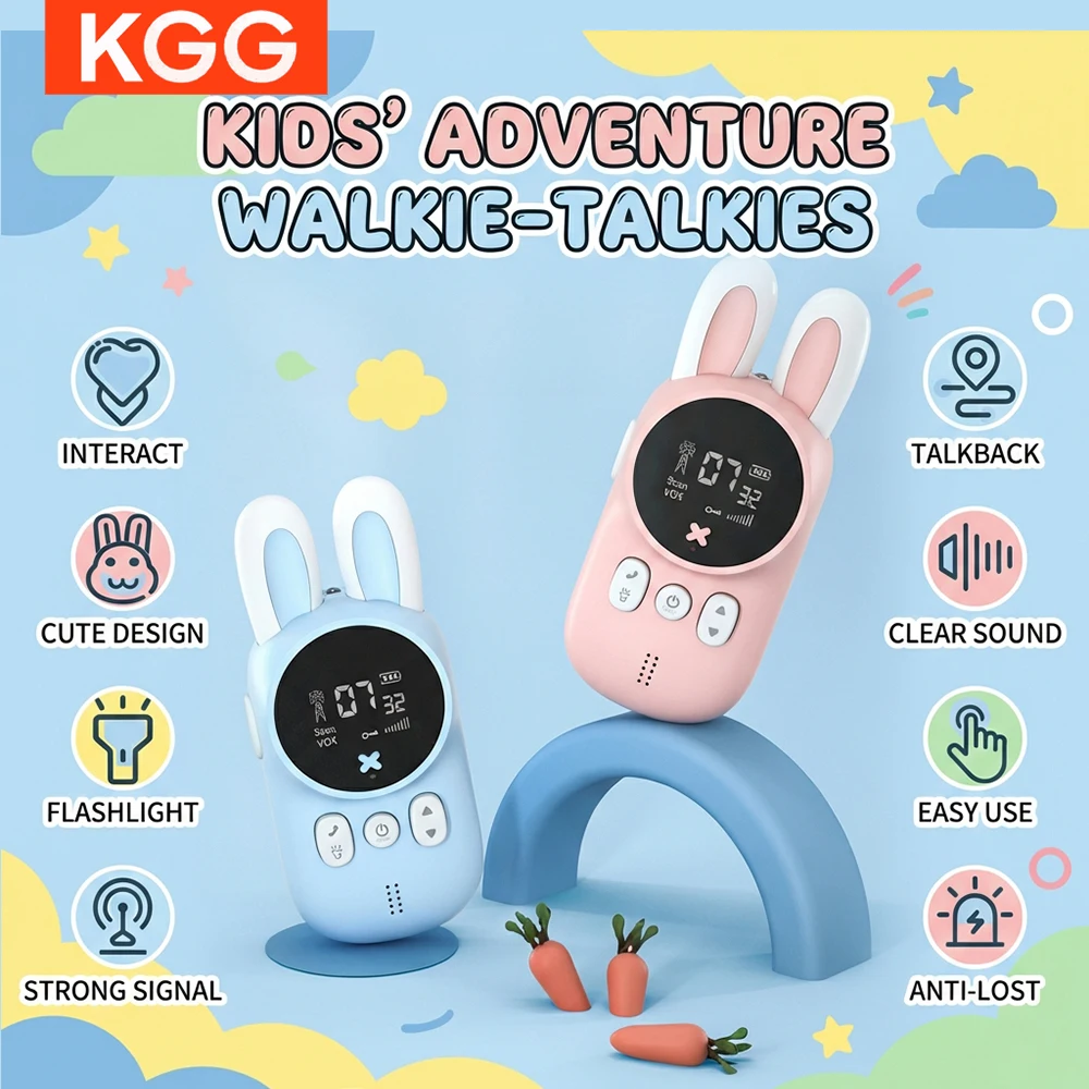 

Kids Walkie Talkies 2 Pcs, Cartoon 3KM UHF Range Interphone for Children, Mini Phone Call Gift for Boys & Girls